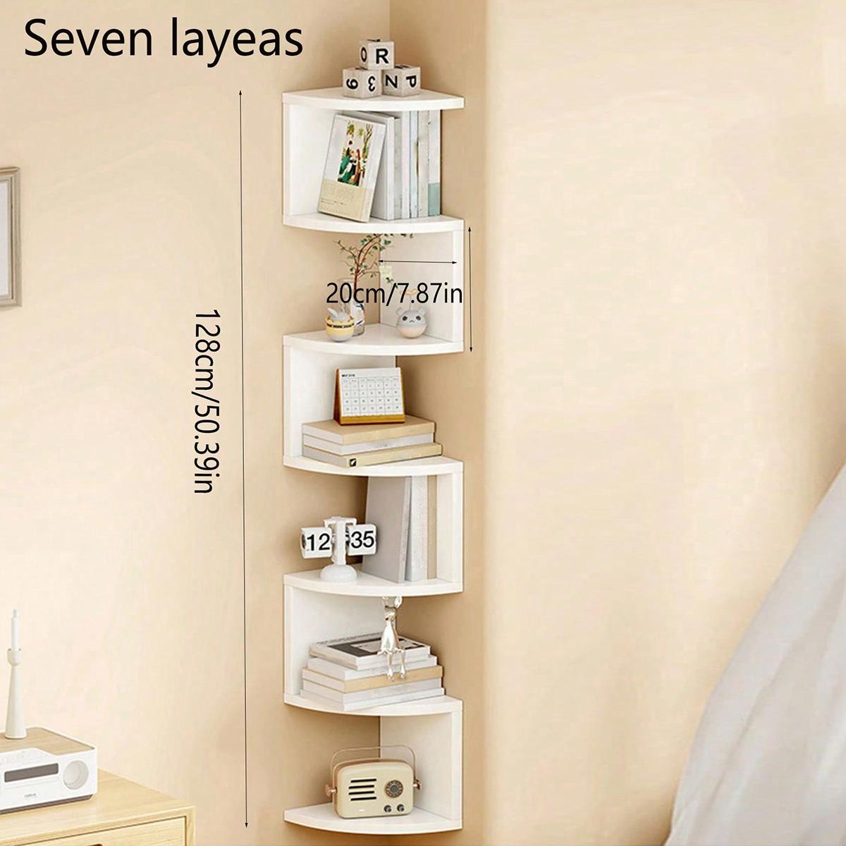Corner Floating Shelf, Bedroom Living Room Bathroom Wall Mounted Storage Rack, 2/5/7 Layers Space Saving Decorative Shelves, Wall Mounted Organizer