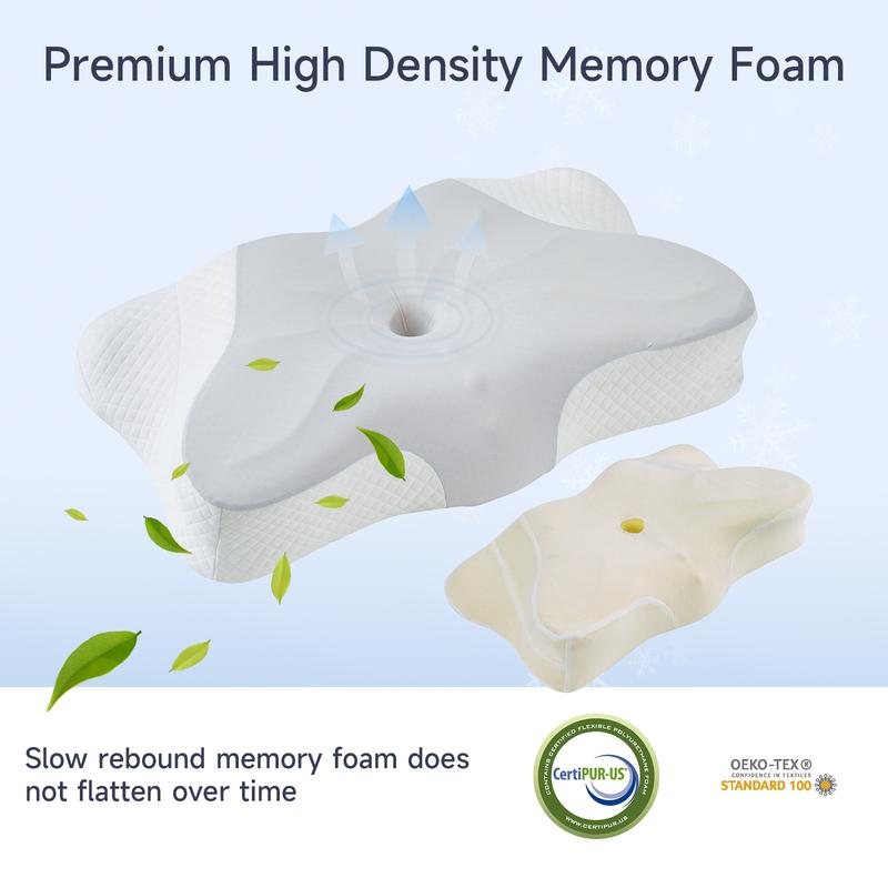 Z-Hom Cervical Memory Foam Pillow for Neck and Shoulder Pain Relief, Contour Ergonomic Pillow with Pillowcase, Breathable OEKO-TEX & CertiPUR-US Certified, Neck Support for Side, Back, Stomach Sleepers, Washable Cover, High Resilience Foam
