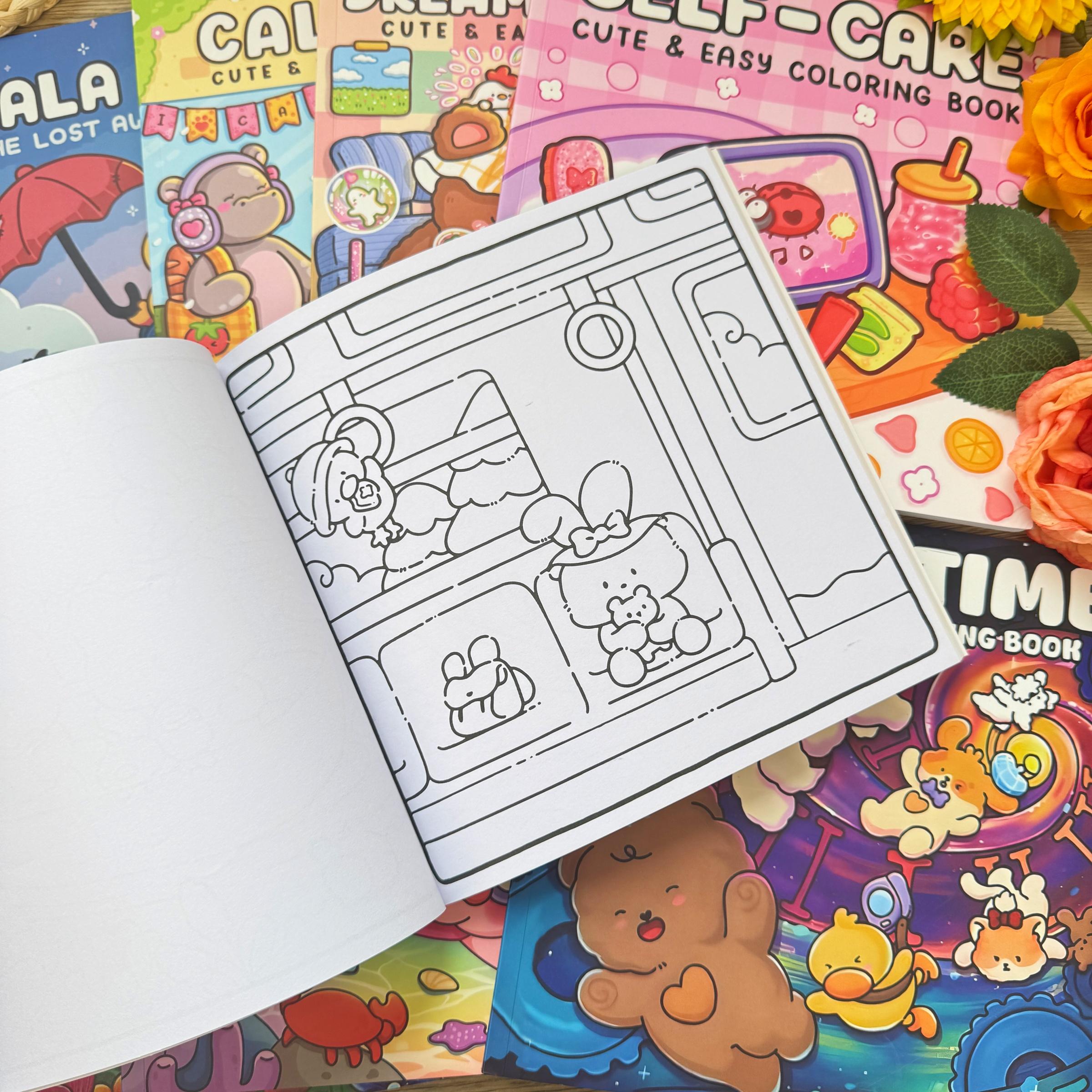 4/8 Pieces Cute Coloring Book Set,  Multi-Theme Designs, Enjoy Drawing Process, Stress Relief Art, Perfect Gift for Holidays & Daily Fun