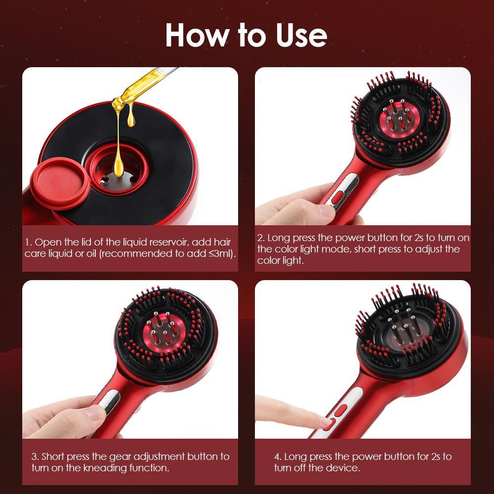 3in 1 Electric Scalp Massage Comb, Hair Oil Applicator Scalp Massager, Electric Scalp Massager Brush - for Head Relaxation & Beauty Care, Perfect Gift for Women And Men.