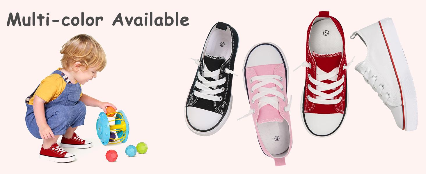Toddler Kids Canvas Slip-On Sneakers, Cushioned Soft & Durable Shoes for Everyday Wear