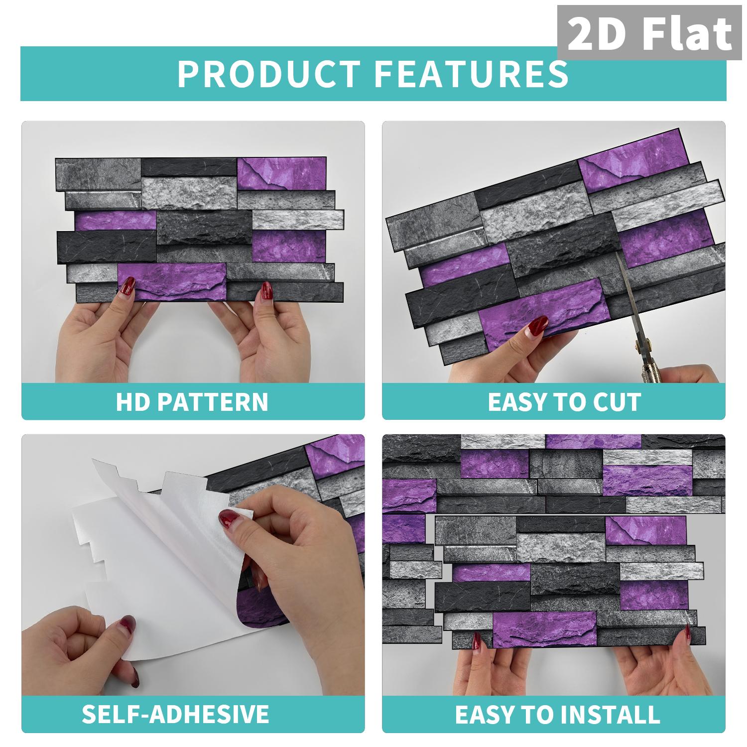 Self-Adhesive Tile Stickers, Patchwork Design, Waterproof & Stain-Resistant, Easy Installation for Bathroom Kitchen Walls, Decorative