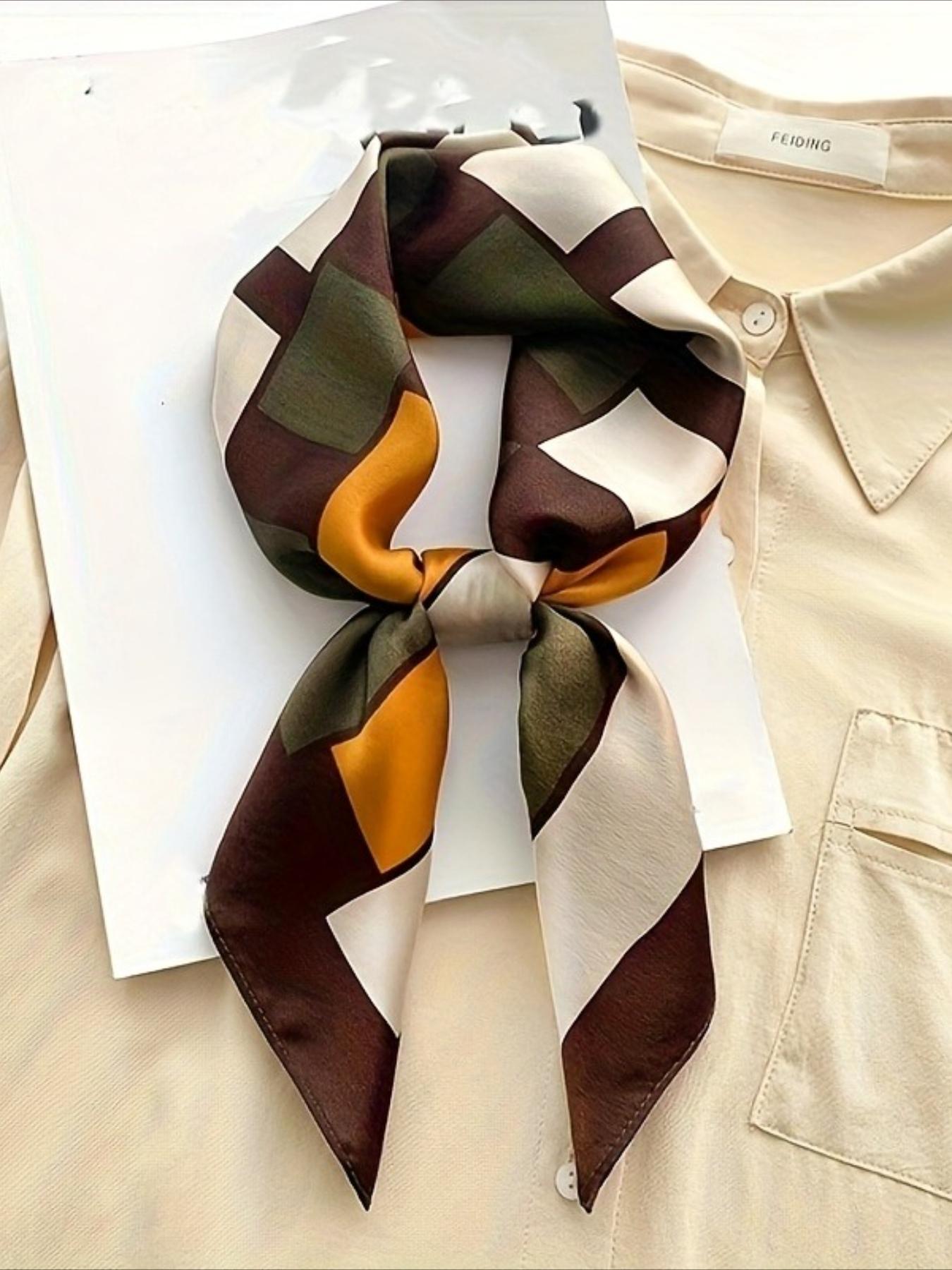 1pc color matching plaid pattern square scarf, Boho style scarf, silky feel, light and breathable, multi-functional use, headscarf, shawl, headband, available in spring, summer and autumn, suitable for beach parties, daily travel