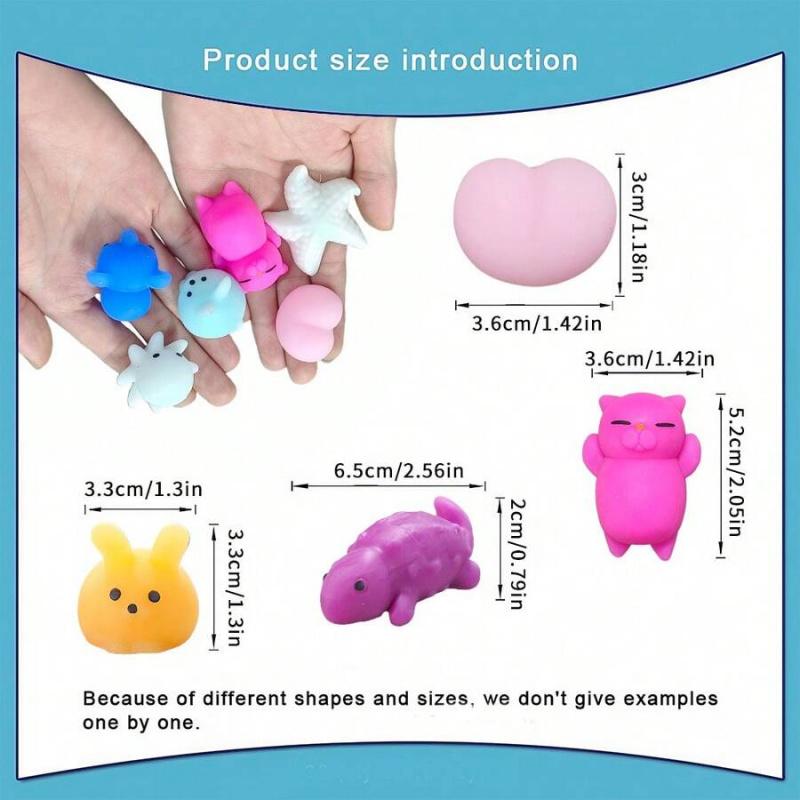 48pcs Mochi Squishy Toys, Mini Animal Squeeze Toys, Stress Relief Toys, Party Favor Bag Fillers, Birthday Party Gifts, Random Colors