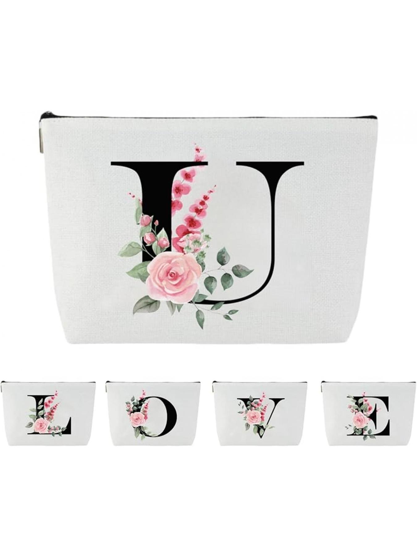 Blisswave Cosmetic Bag with Name, Personalised Cosmetic Bag from A to Z, High-Quality Metal Zip, Exquisite Print Design, Lined, Personalised Gifts for Women and Girls (White)