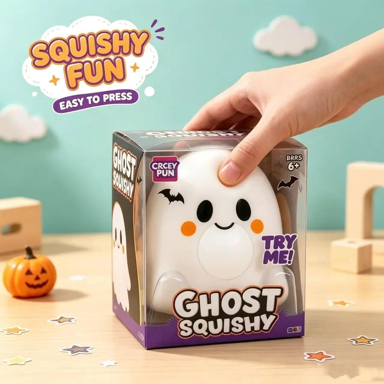 Halloween Ghost Stress Relief Toy, Fun Squeeze Toy for Kids & Adults, Perfect Gift for Halloween Parties, Durable & Safe Design, Stress Relief Squishy