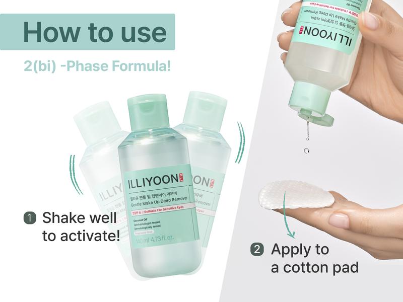 ILLIYOON Gentle Make Up Deep Remover | Waterproof Makeup Remover, Gentle on Sensitive Eyes & Lips, Ophthalmologist-Tested, Effective Cleansing, Coconut Oil, AHA & BHA, 4.73 fl. oz. (140ml)