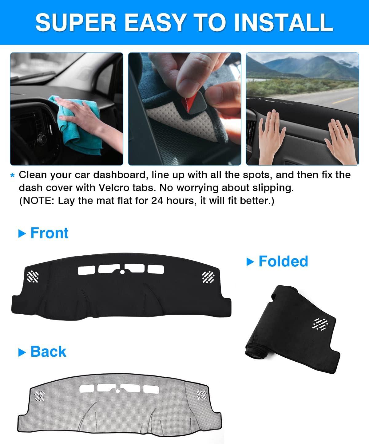 KUST Dashboard Cover Mat for 2014-2018 Chevy Chevrolet Silverado/GMC Sierra 1500, 2015-2019 Silverado/GMC Sierra 2500HD 3500HD Accessories Dash Cover Flannel Sunshade Glare UV Rays Protector