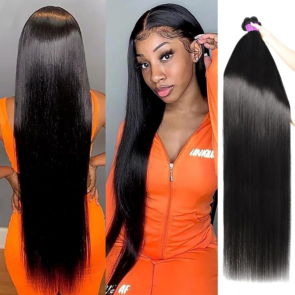 Ama Brazilian Straight Hair Bundles Quick Weave Extensions 1 3 4 Bundles Human Hair Weave bundles 100g/pc