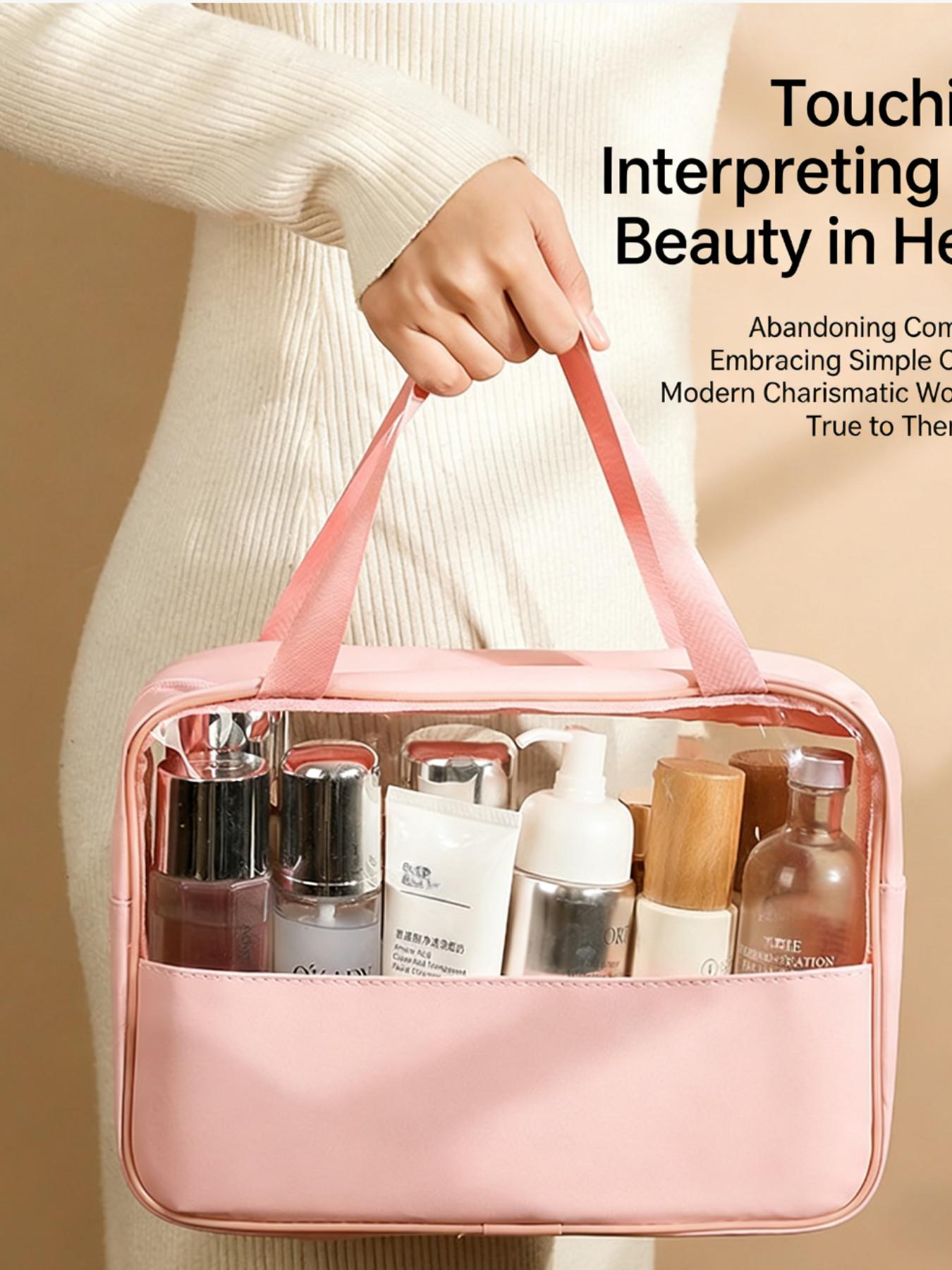 Travel Makeup Bag Set, Minimalist Zipper Cosmetic Organizer, PVC Transparent Waterproof Washbag, Large Capacity Portable Makeup Case