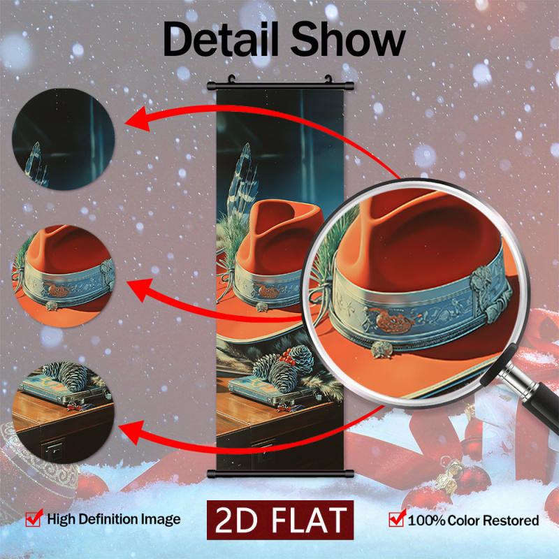 3Pcs Creative Christmas Hat Theme Hanging Scroll Poster Modern Minimalist Home Decor Paintings Odorless And Fade-Resistant Suitable For Bedroom Children'S Room Living Room Study Wall Decoration