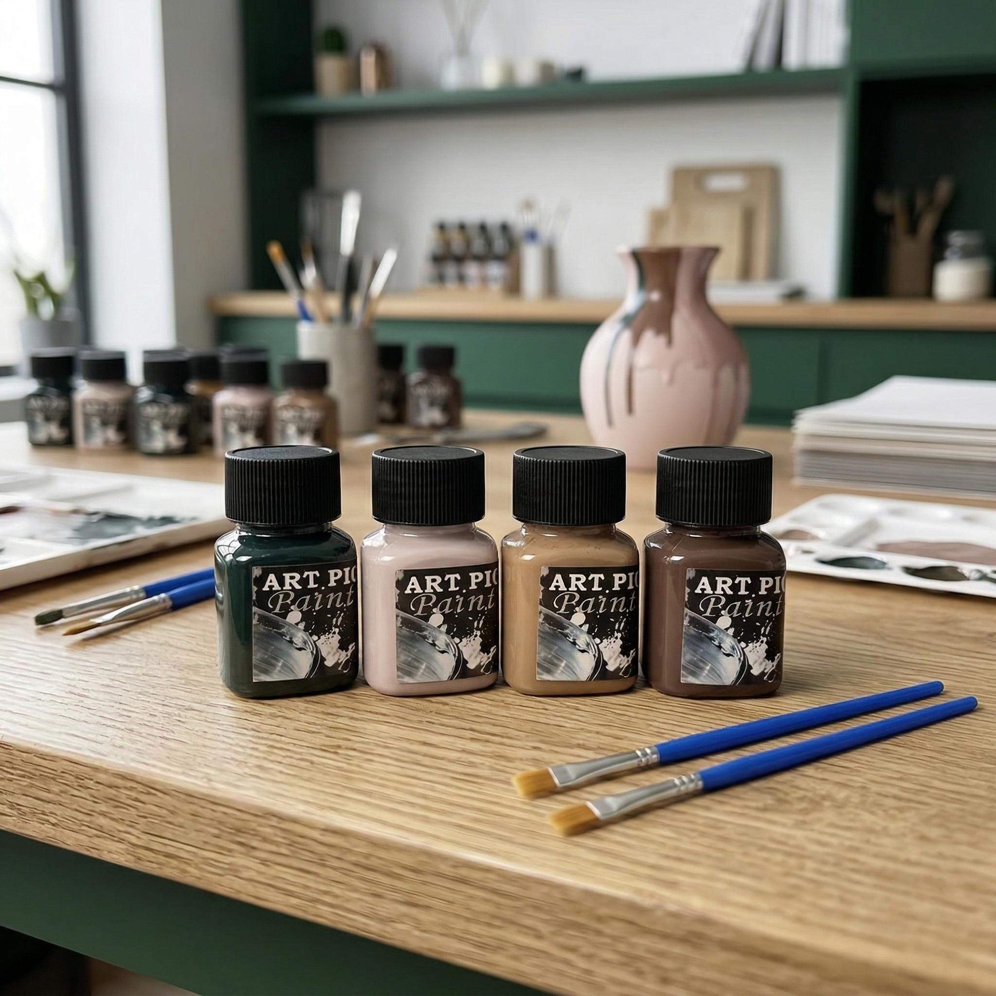 Vintage-Style 4-Color Artistic Pigments 30ML Soft Paints  | Creamy Texture for Retro Art, DIY Pet Clothing/Leather/Canvas/Stencil painting , Upcycling & DIY Vintage Creations，Christmas Creative Easy-Flow Formula Paints