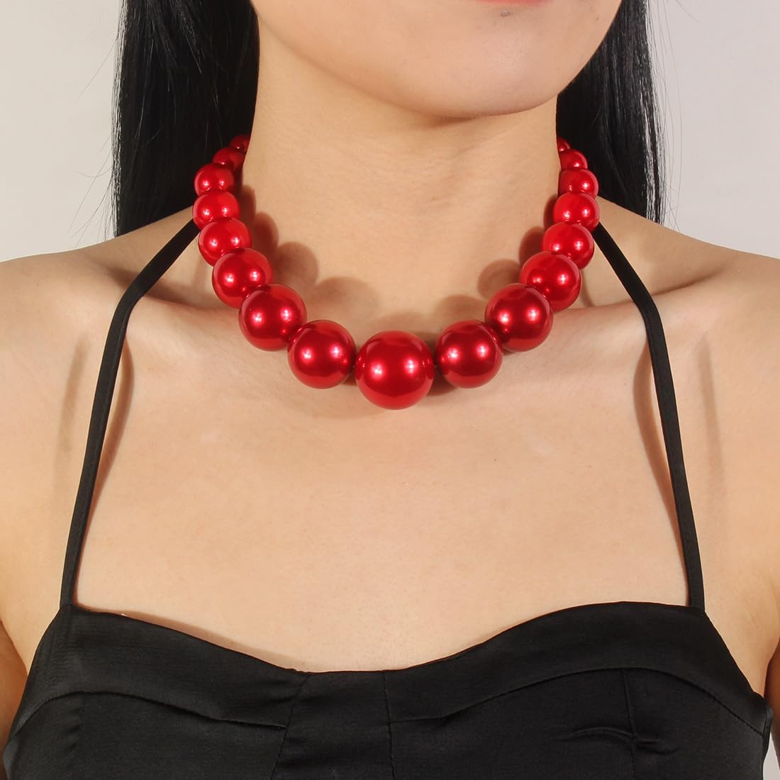 Large Style Big Imitate  Strand Choker Necklace With Earrings Set