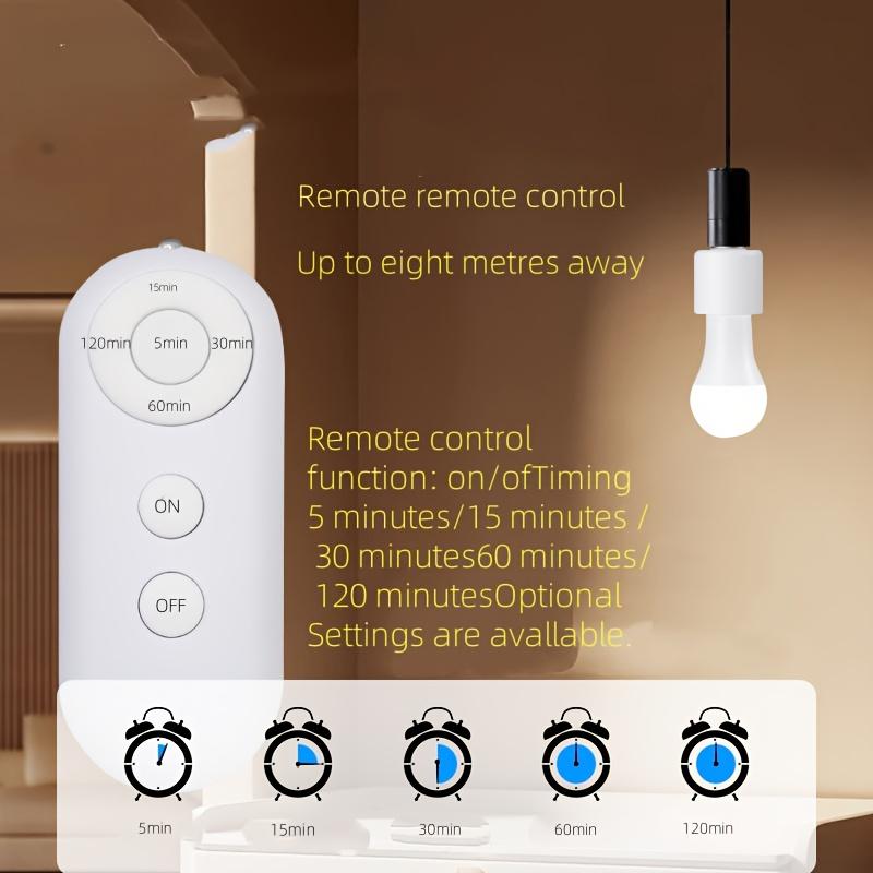 Remote Control Timer Light Socket E27 Bulb Holder, Wireless Wall Switch for Closet, Basement, Attic, Stairwell Lighting