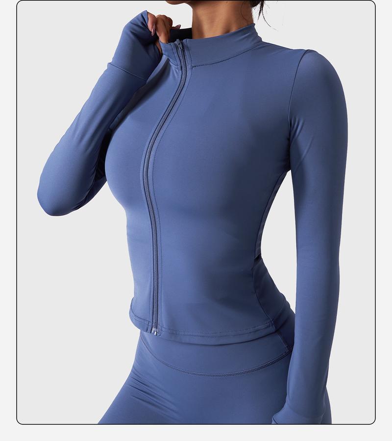 Women's Lightweight Full Zip Running Sports Jacket Workout Slim Yoga Sweatshirt with Thumbholes Athleisure Style