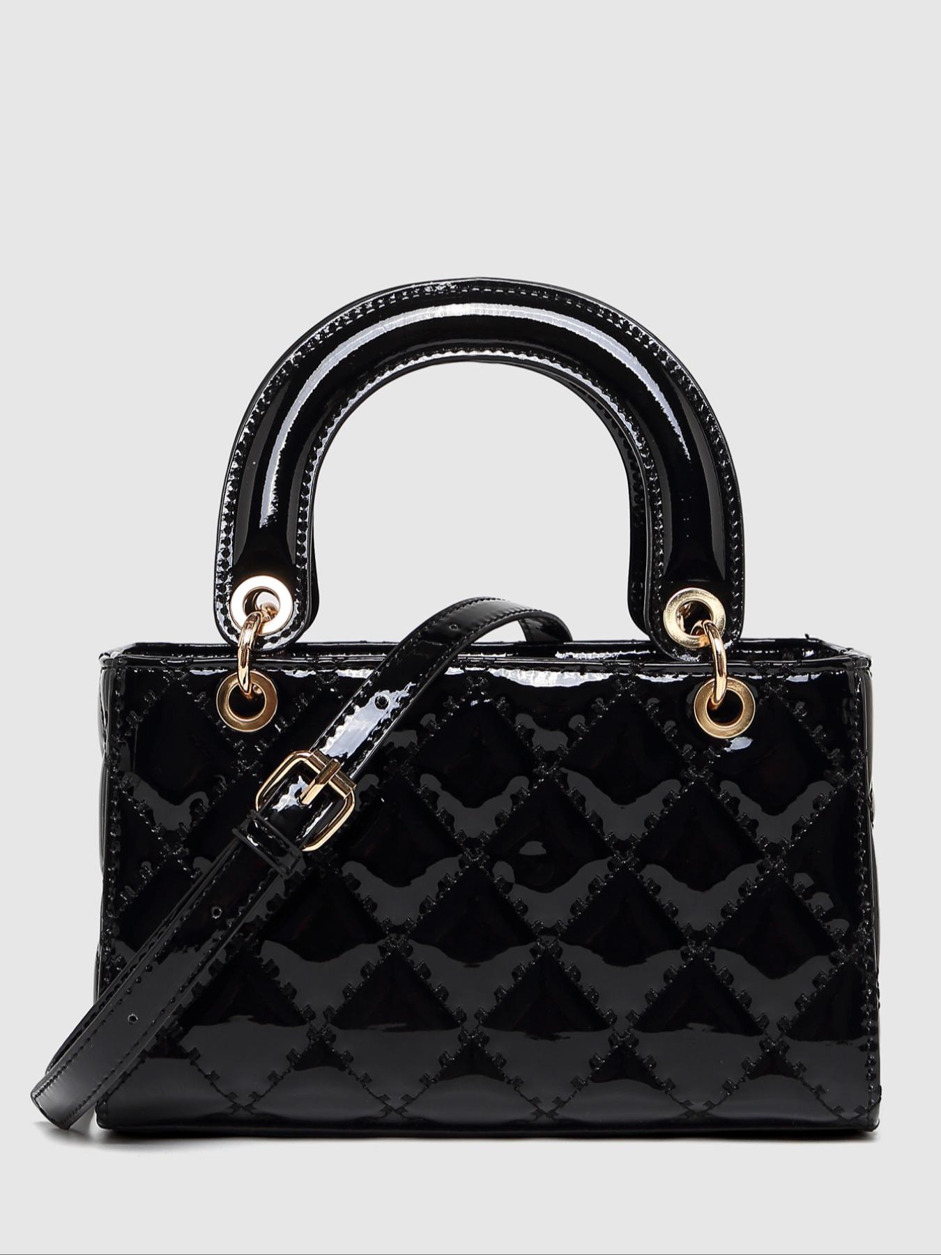 PU Leather Crossbody Bag, Wine Quilted Handbag, Casual Geometric Pattern Shoulder Clutch, Fall Winter Fashion Accessory, Lightweight Crossbody Bag, Crossbody Clutch Purse