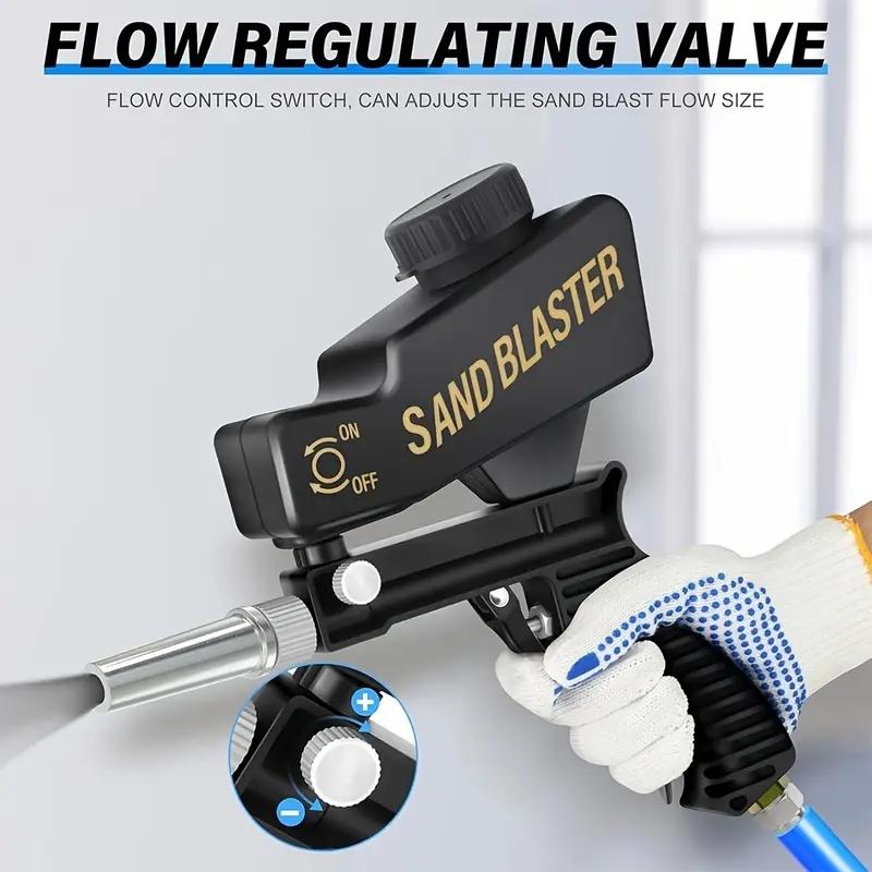 Portable Air-Powered Sandblaster, Mini Gravity-Driven Tool, Handheld Air Abrasion Machine, Connected to Compressor Portable Air-Powered Sandblaster, Mini Gravity-Driven Tool, Handheld Air Abrasion Machine, Connected to Compressor