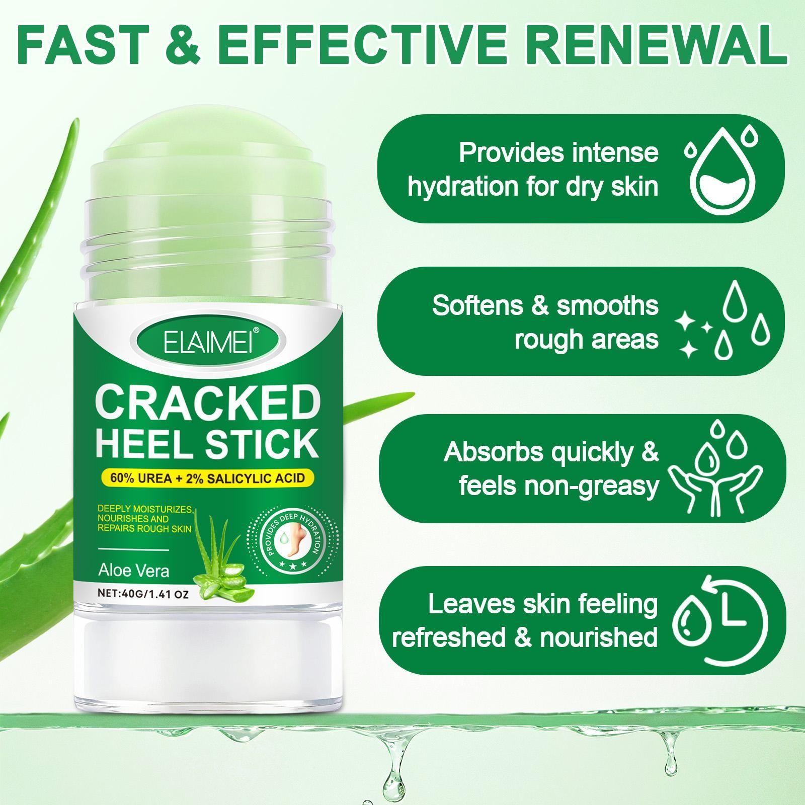 ELAIMEI Aloe Vera Skin Care Stick, containing ingredients such as urea and salicylic acid, softens rough skin, quickly moisturizes dry areas, soothes dryness, and provides long-lasting hydration.