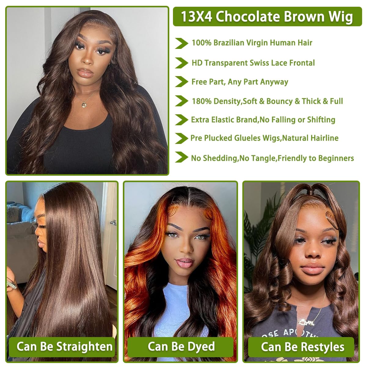 30 Inch Chocolate Brown Lace Front Wig human hair for Women 13x4 HD Body Wave Lace Frontal Wigs Glueless Wigs Pre Plucked with Baby Hair 180% Density 30 Inch Chocolate Brown Lace Front Wig human hair for Women 13x4 HD Body Wave Lace Frontal Wigs Glueless Wigs Pre Plucked with Baby Hair 180% Density