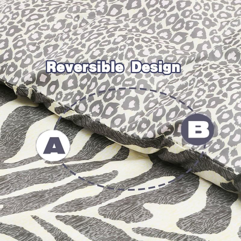 3-Piece Zebra Leopard Print Bedding Set, Reversible Design, Includes 1 Duvet Cover  + 2 Pillowcases, No Insert Soft Comfortable Fabric, Spring Bedroom Decor