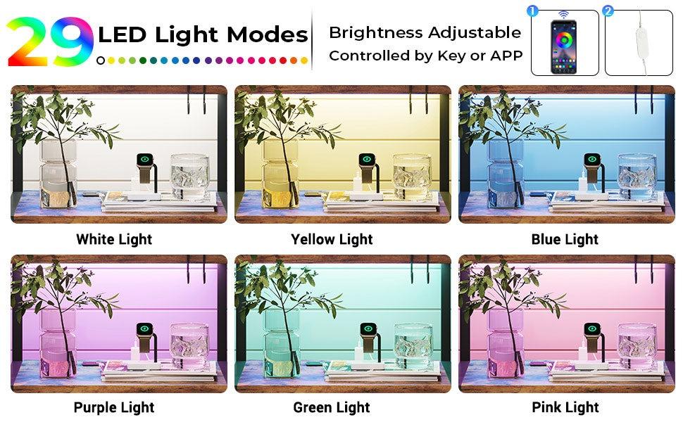 Sikaic LED Nightstand With Charging Station 2 USB Ports And 2 AC Outlets And 3 Drawers Open Storage