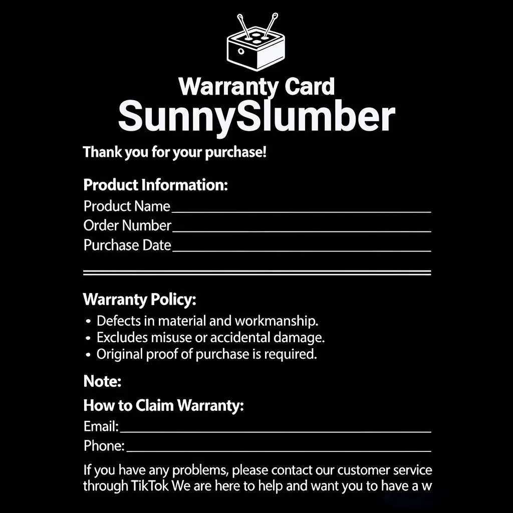 Giveaway : SunnySlumber Online After-Sales Warranty Card - D1