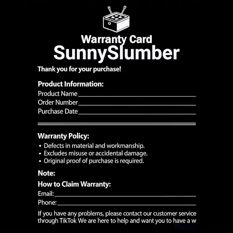 Giveaway : SunnySlumber Online After-Sales Warranty Card - D1