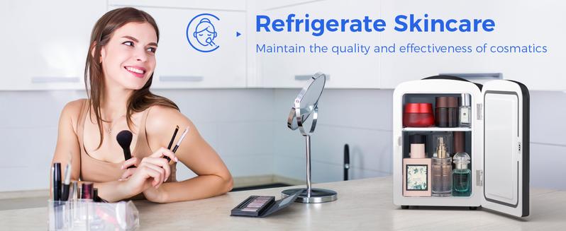 Antarctic Star Compact Refrigerator, Portable Mini Fridge, 4L Capacity/6 Cans,12oz, Portable Small Refrigerator for Cosmetics, Skin Care and Food , Ideal for Bedroom, Car, Office & Dorm,100% Freon-Free & Eco Friendly