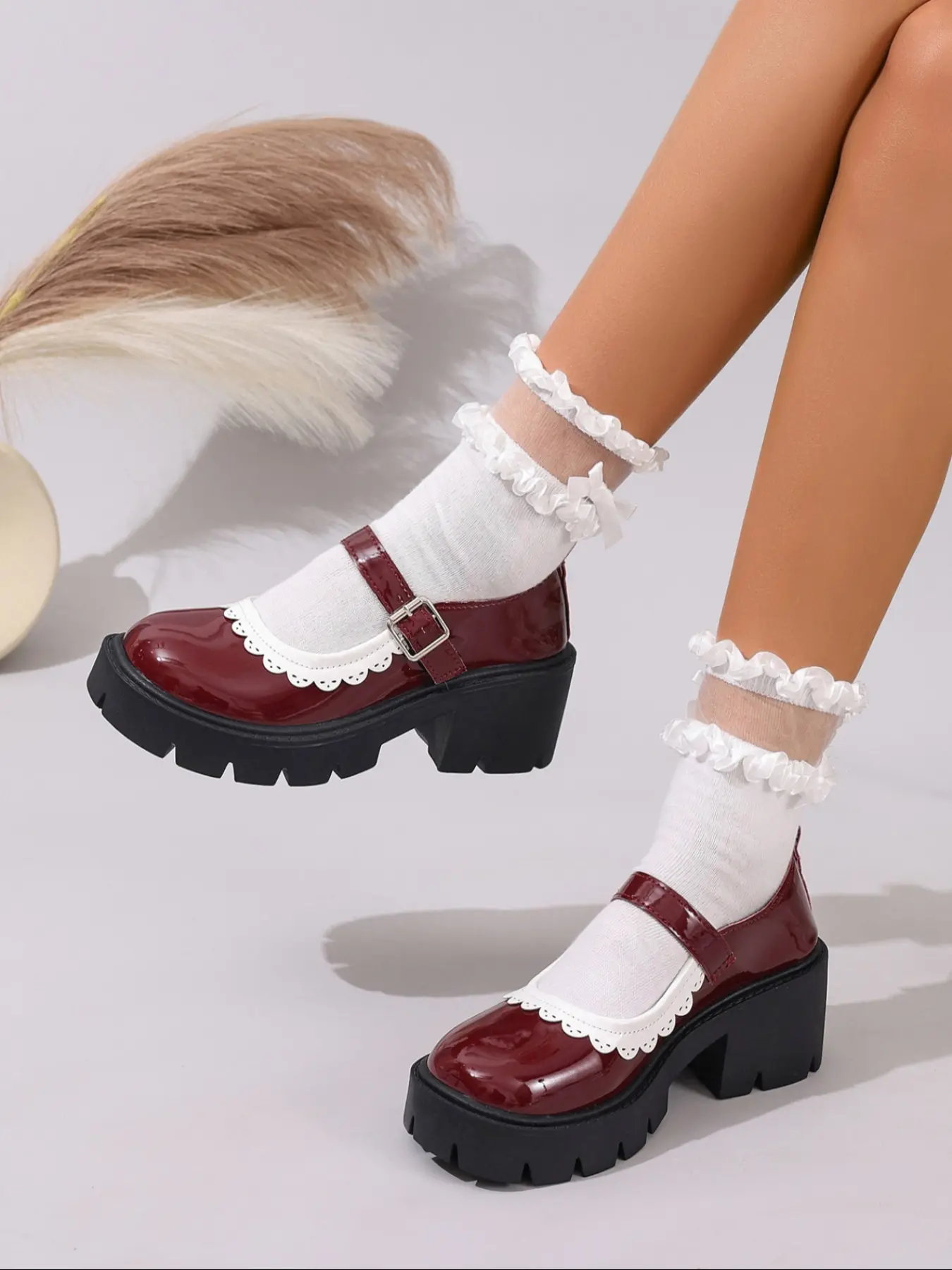 Women's Fashion Mary Jane Shoes High Heels, Spring & Fall Platform Mary Janes Design, Comfortable Thick Sole, Elegant Classy Retro Style, All Occasions, Flatform, Leather