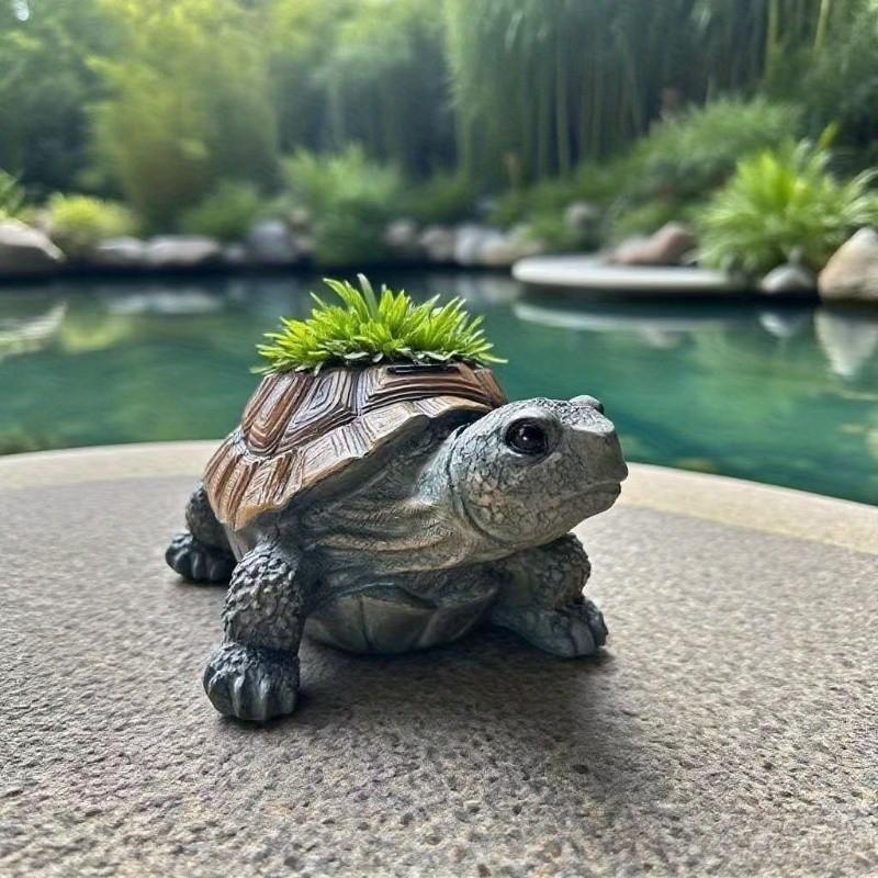 Creative Turtle Resin Planter, Vintage Style Drainage Pot, Ideal for Succulents and Plants, Indoor/outdoor Garden Decor