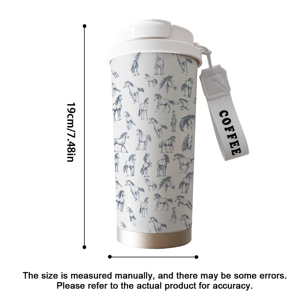 Abstract Hand-Painted Horse Texture Coffee Cup, Portable Dual Drink Insulated Mug, Keeps Hot/cold, Boho Style, Office, Travel, Outdoor Essential