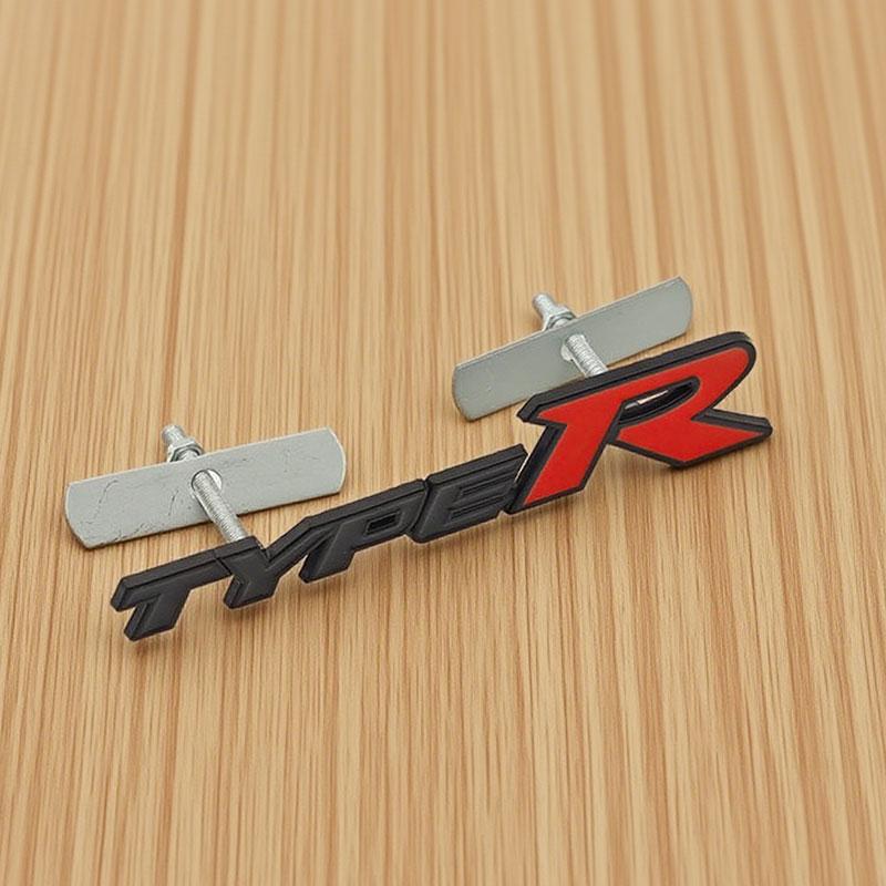 3d Metal Alloy Letters Type R Logo Car Front Grille Badge Emblem for Accord Civic Type R Auto Accessories
