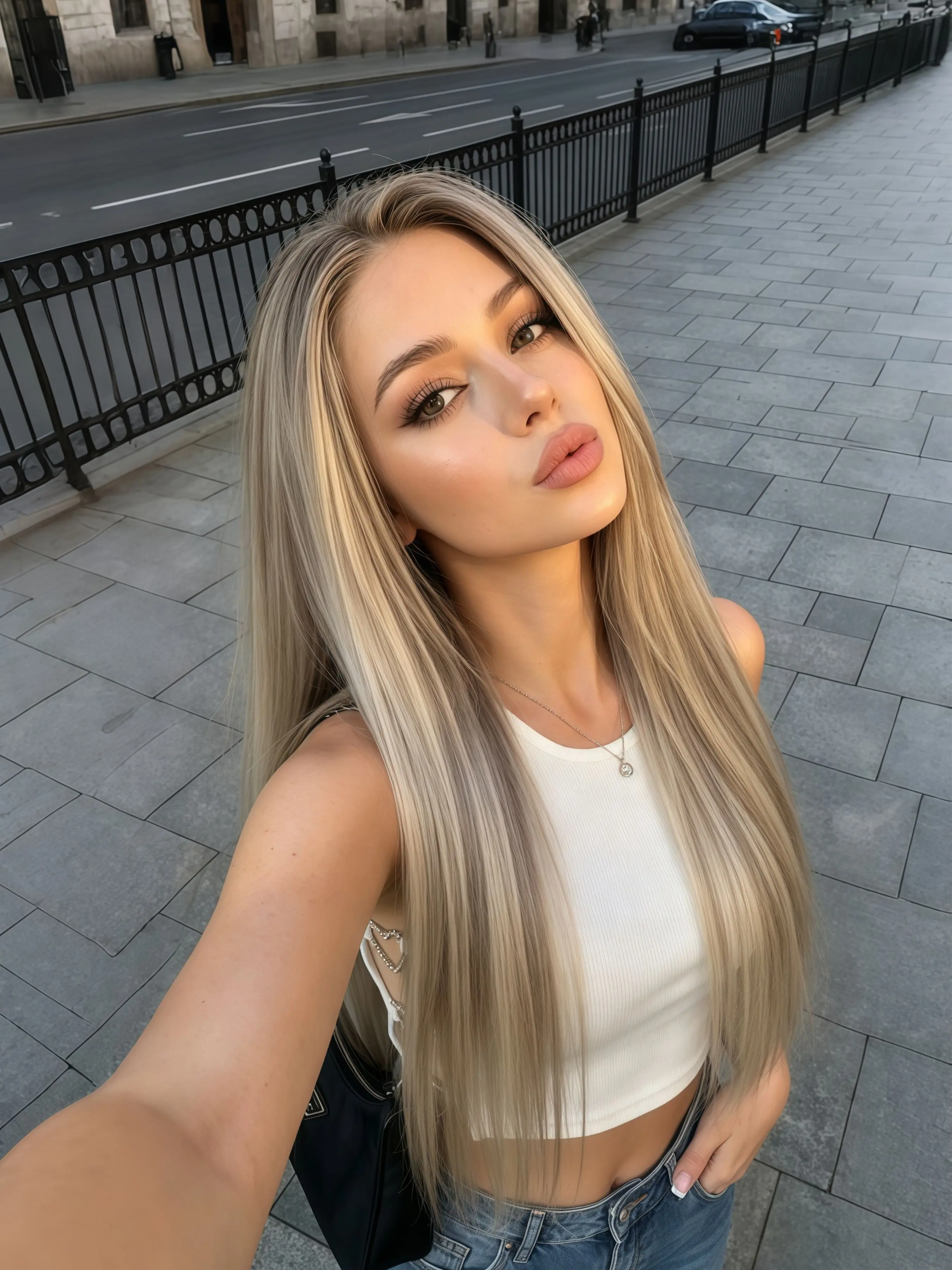 7x5 HD Lace Front Wig – Long Straight Wig with Blonde Brown Highlights – Free Parting, HD Transparent Lace – Pre-plucked Natural Hairline, Heat-Resistant Synthetic Fiber – Suitable for Parties, Cosplay, and Stage Performances – 28 Inches