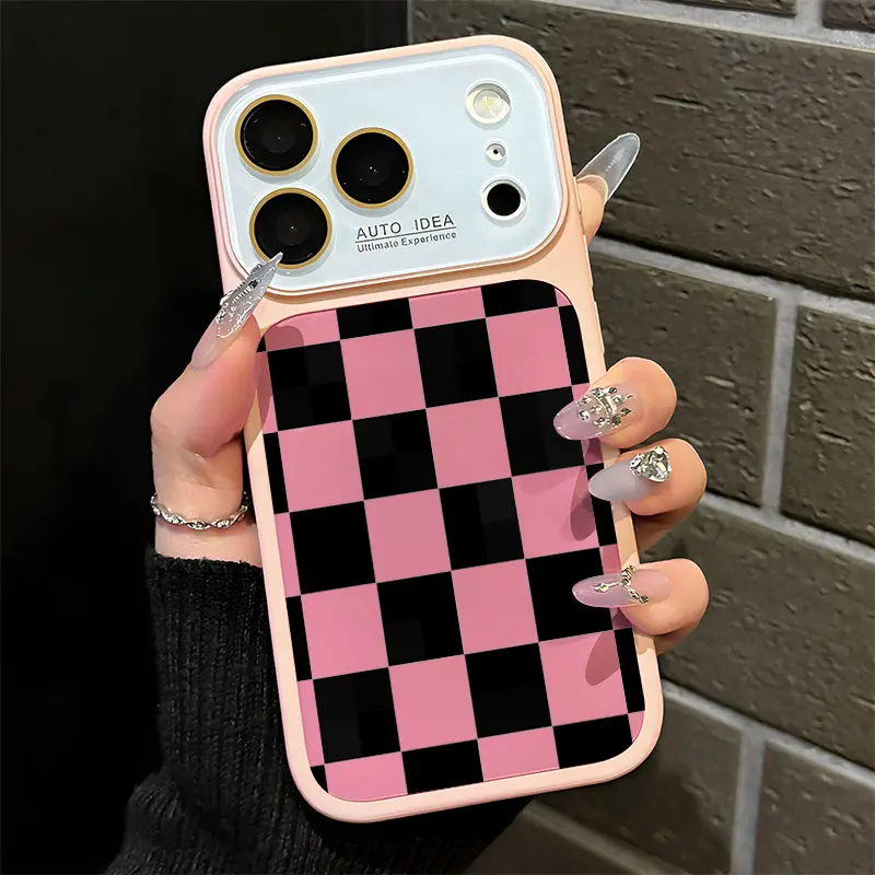 Multicolor Checkerboard phone case for iPhone 17 16 15 14 13 Pro Max Summer Vibe Dopamine Color Block Soft Touch Minimalist Aesthetic Cute Multi Color Protective Cover Women Men