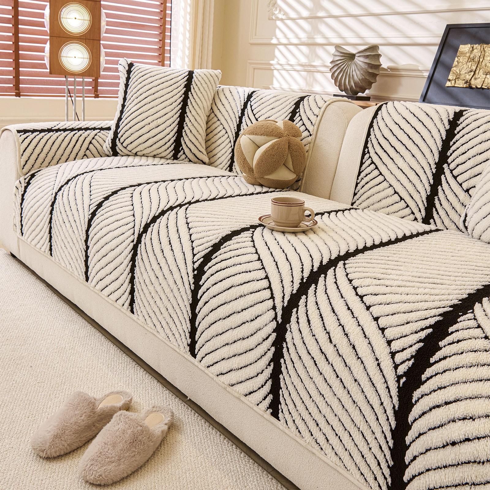 Ripple Sofa Pad, Soft Cotton Velvet and, High-End Elegant Design, All-Season Trendy Sofa Cover, New Model, Universal Fit