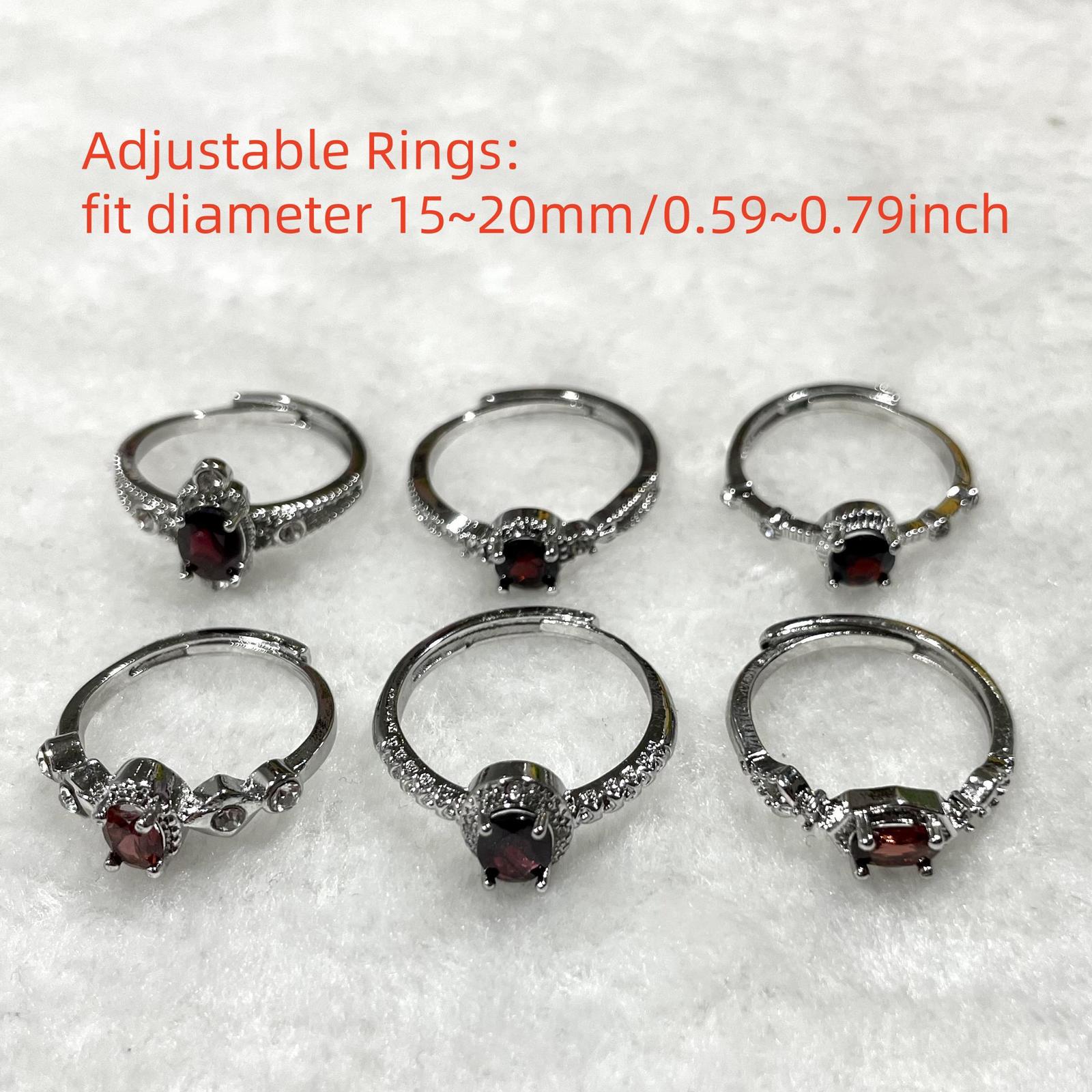 6 Counts Adjustable Garnet Rings Set For Women and Girls Handmade Rings Natural Gemstone For Christmas Ring Promise Ring Stackable Fashion Ring