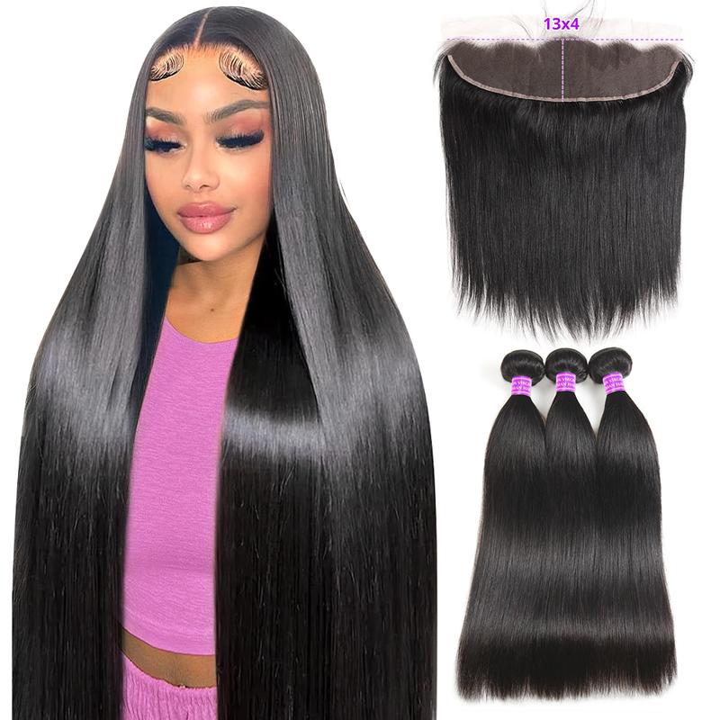 13x4 Ear To Ear Lace Frontal With Bundles Straight Bundles With Frontal Raw Human Hair Bundles With Frontal Closure