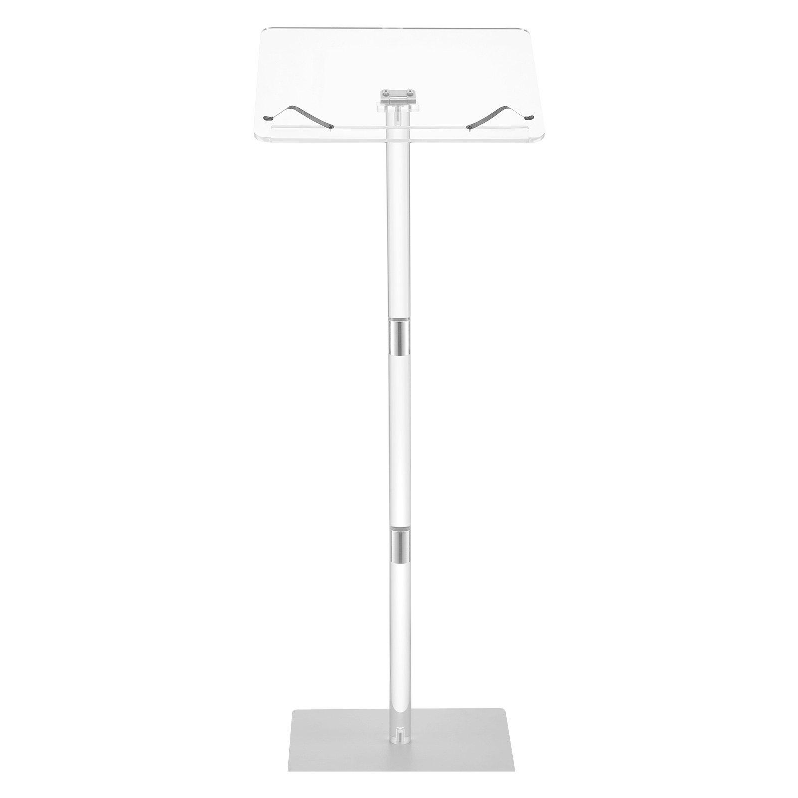 VEVOR Podium Stand, 43-Inch Acrylic Lectern, Portable Laptop Desk with Wide Reading Surface, Book Clips, Adjustable Angle, Floor-Standing, for Classroom, Wedding, Conference, Lecture and Concert VEVOR Podium Stand, 43-Inch Acrylic Lectern, Portable Laptop Desk with Wide Reading Surface, Book Clips, Adjustable Angle, Floor-Standing, for Classroom, Wedding, Conference, Lecture and Concert