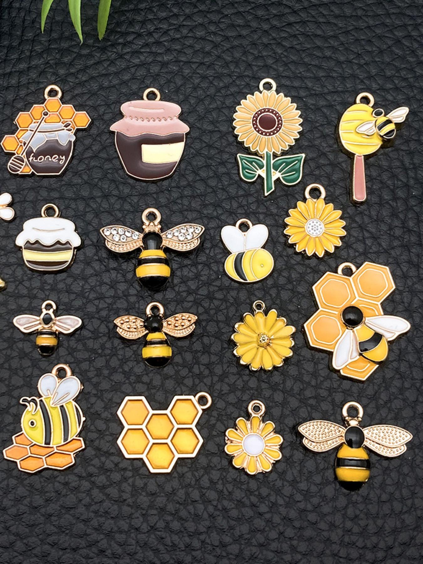 5 Piece DIY Alloy Oil Drip Jewelry Accessories Bee Insect Animal Pendants, Handmade Charm Bracelet Keychain Necklace Hanging Decorations