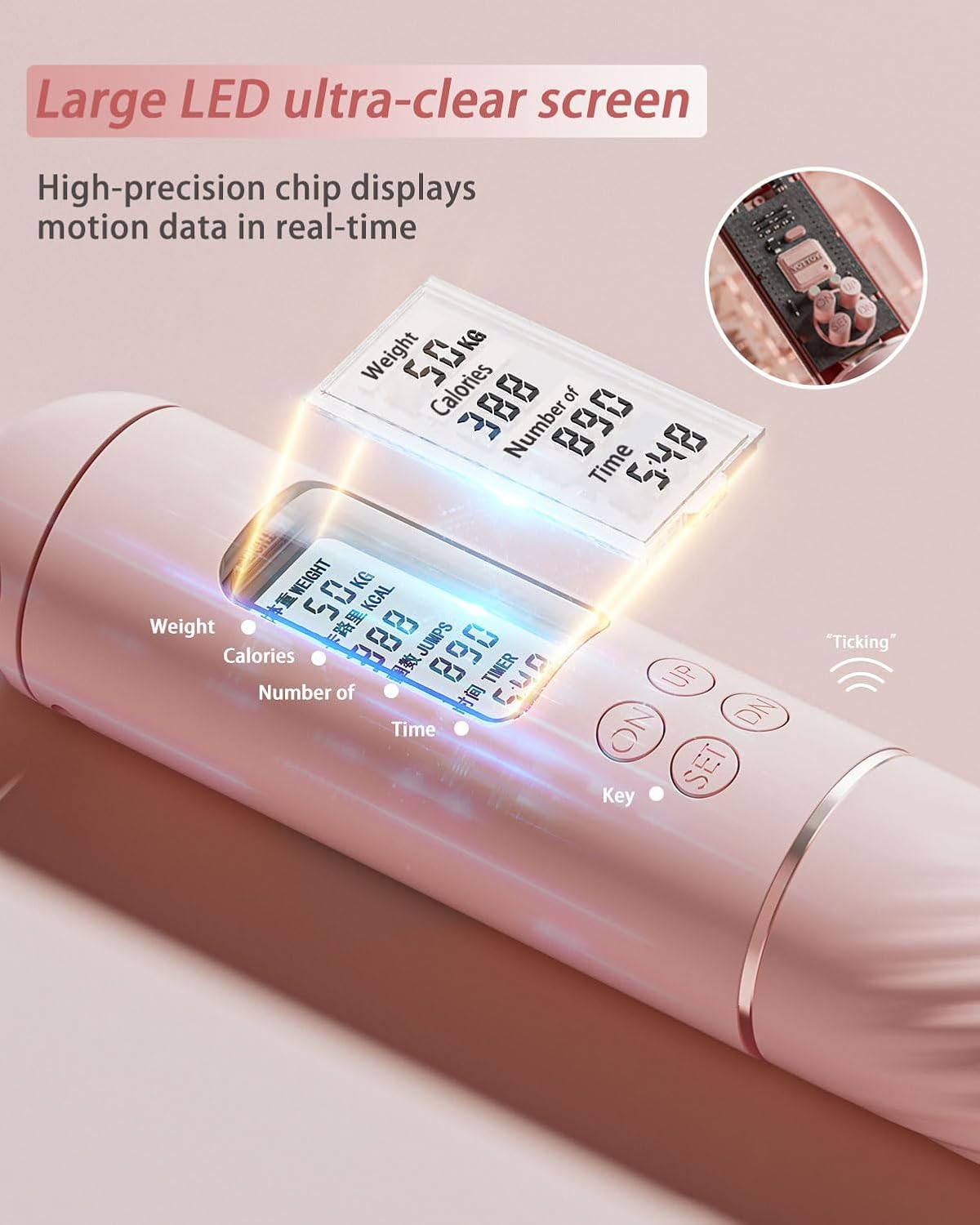 Cordless Jump Rope with  - Ropeless Jump Rope 2 In 1 with Large Cordless Ball-Weighted Jump Rope for Women men  Kids Outdoor Speed Boxing Crossfit Workout Exercise Cardio with LCD Display Adjustable calorie counter