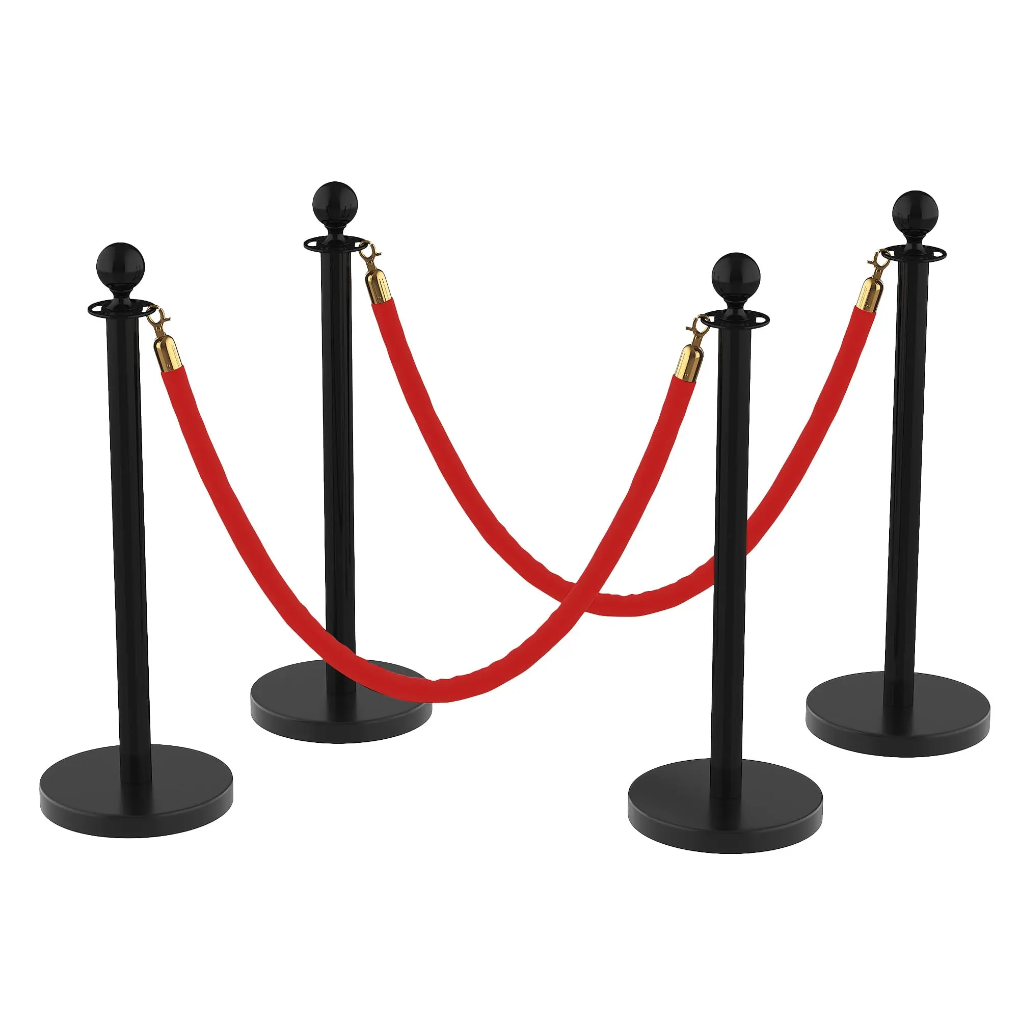 Stainless Steel Crowd Control Stanchions Set with Retractable Belt & Red Velvet Rope, Weighted Base Queue Barrier Posts Kit for VIP Event Hotel Wedding Church Party Entryway