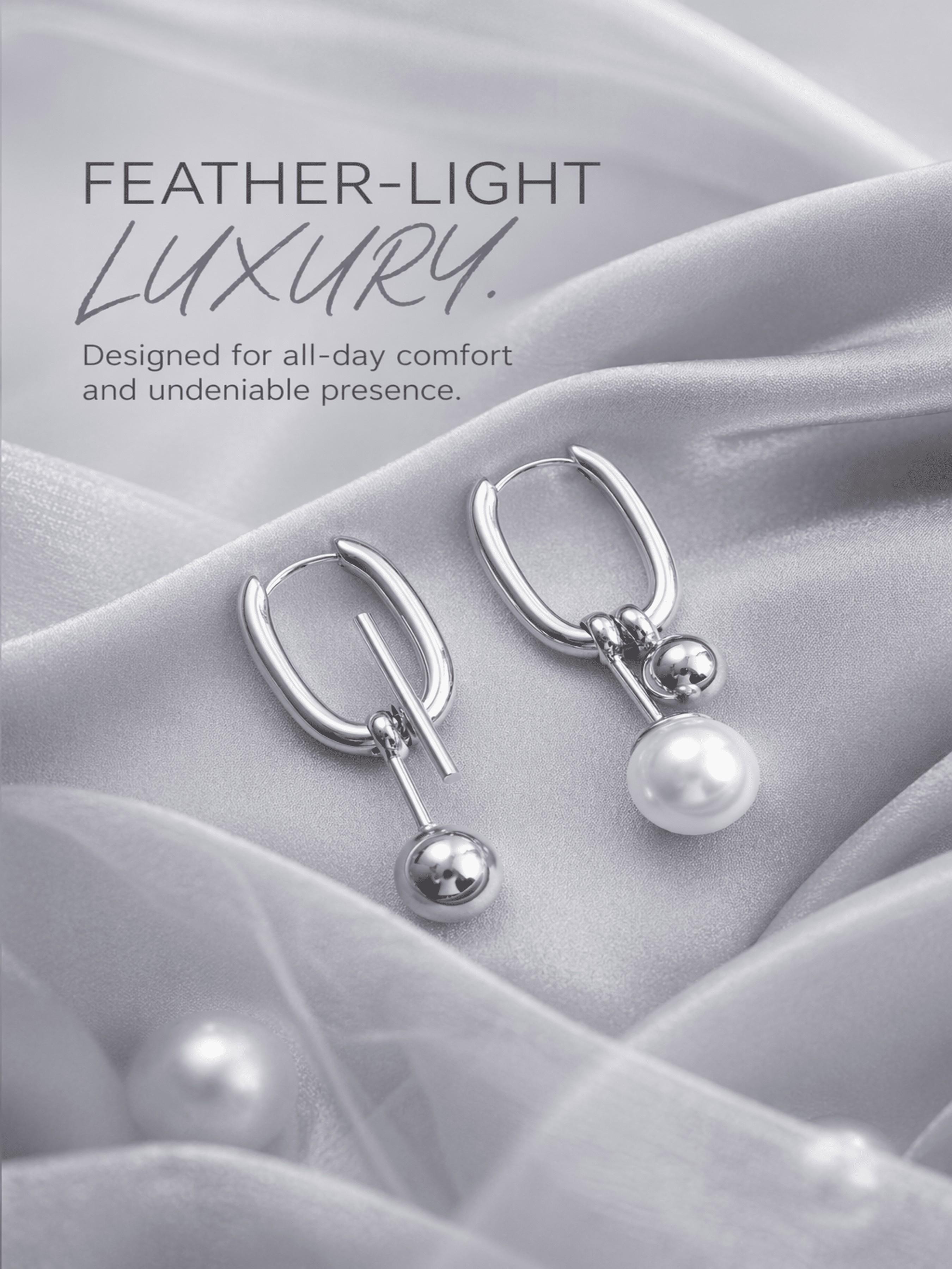Asymmetrical Pearl Drop Earrings, Minimalist U-Shaped Metal Design, Enhances Facial Shape, Elevates Daily Details