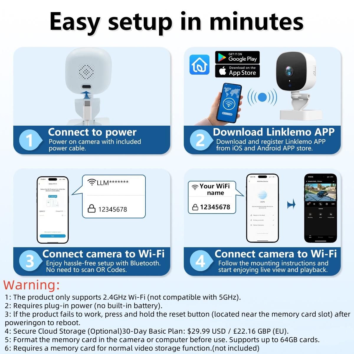 2.4G  Indoor and Outdoor Window Security Camera,,Night Vision and Motion Detection,Cloud/Memory Card Storage,24/7 Recording,2-Way Audio Talk,Easy & Quick Install, Wireless Security Cameras