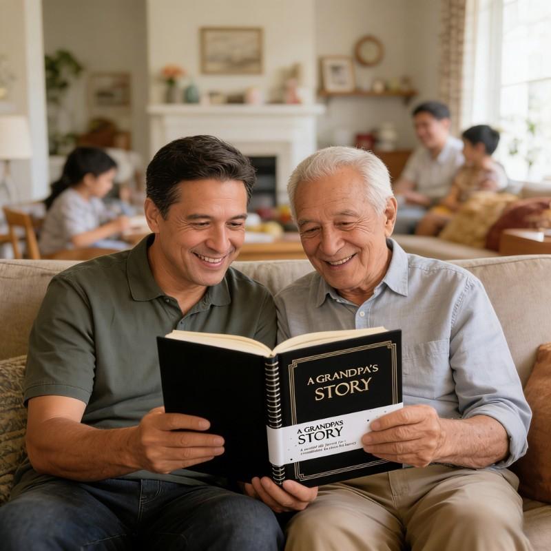 Grandpa's Life Story Diary Hardcover Edition, Meaningful Memorial Gift, 250 Guiding Questions, Perfect for Father's Day, Grandparents' Day, Birthday, Christmas