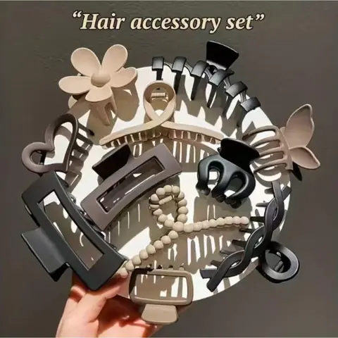 Elegant Romantic Frosted Flower Claw Clips Set - Assorted Dainty Clips & Hair Pins, Gentle Grip, Spring-Summer Daily Wear Fashion Accessories