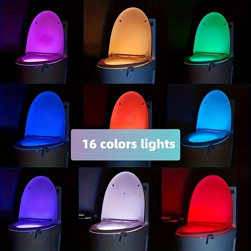 Smart Toilet Light with Motion Detection, 16 Color Options, Battery Powered, Infrared Sensor, Energy Saving, Safe Night Lighting