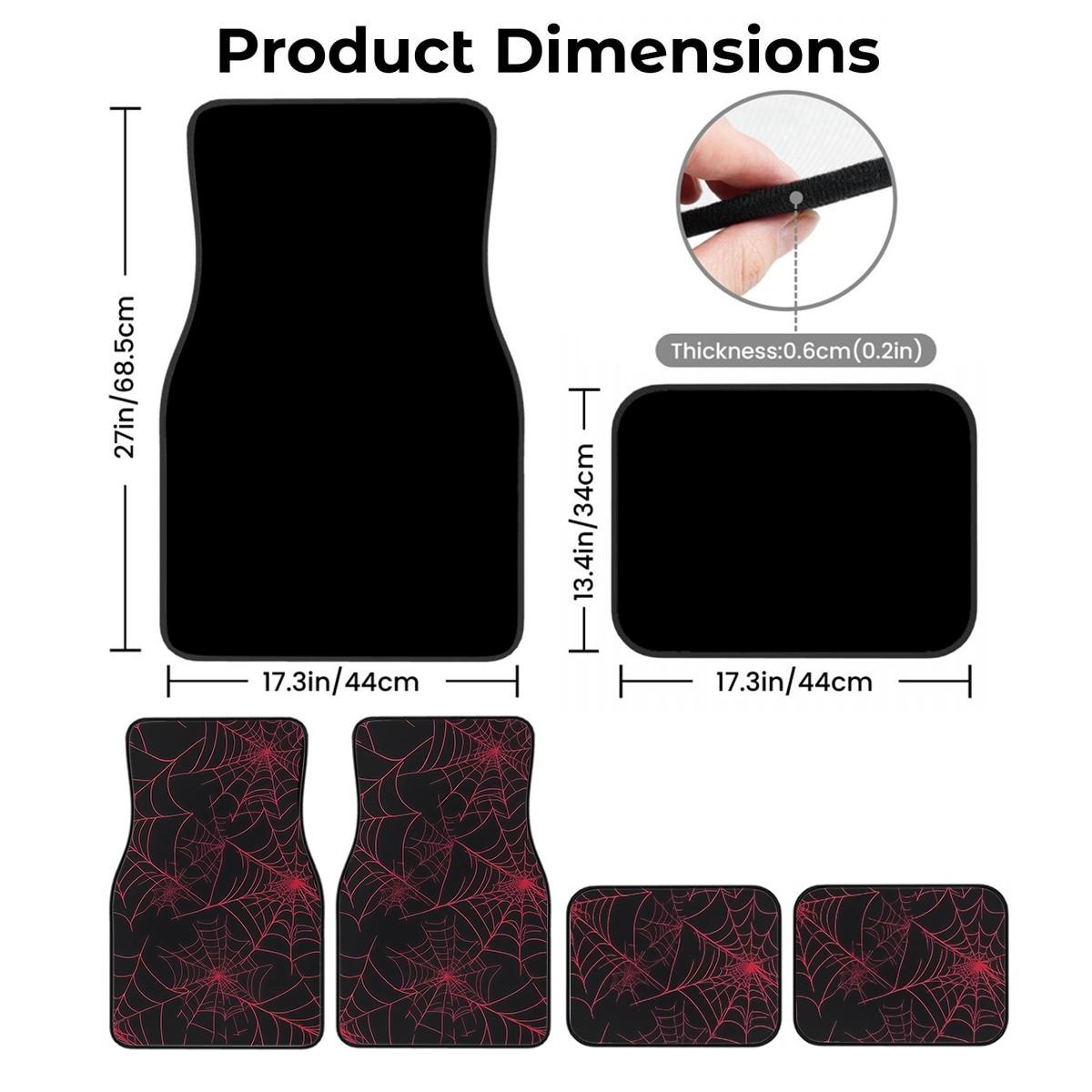 4-Piece Car Mat Set, Spider Web Print, Universal Fit for All Vehicles, Front & Rear Mats, Easy Clean, Protective Interior Decor