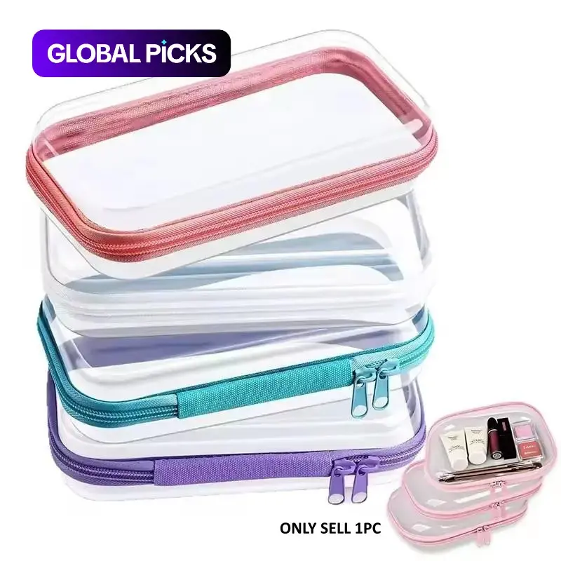 Clear Hard Shell Zipper Case, Waterproof Durable Makeup Organizer & Travel Toiletry Bag, Cosmetic Organizer, Diaper Storage Bag