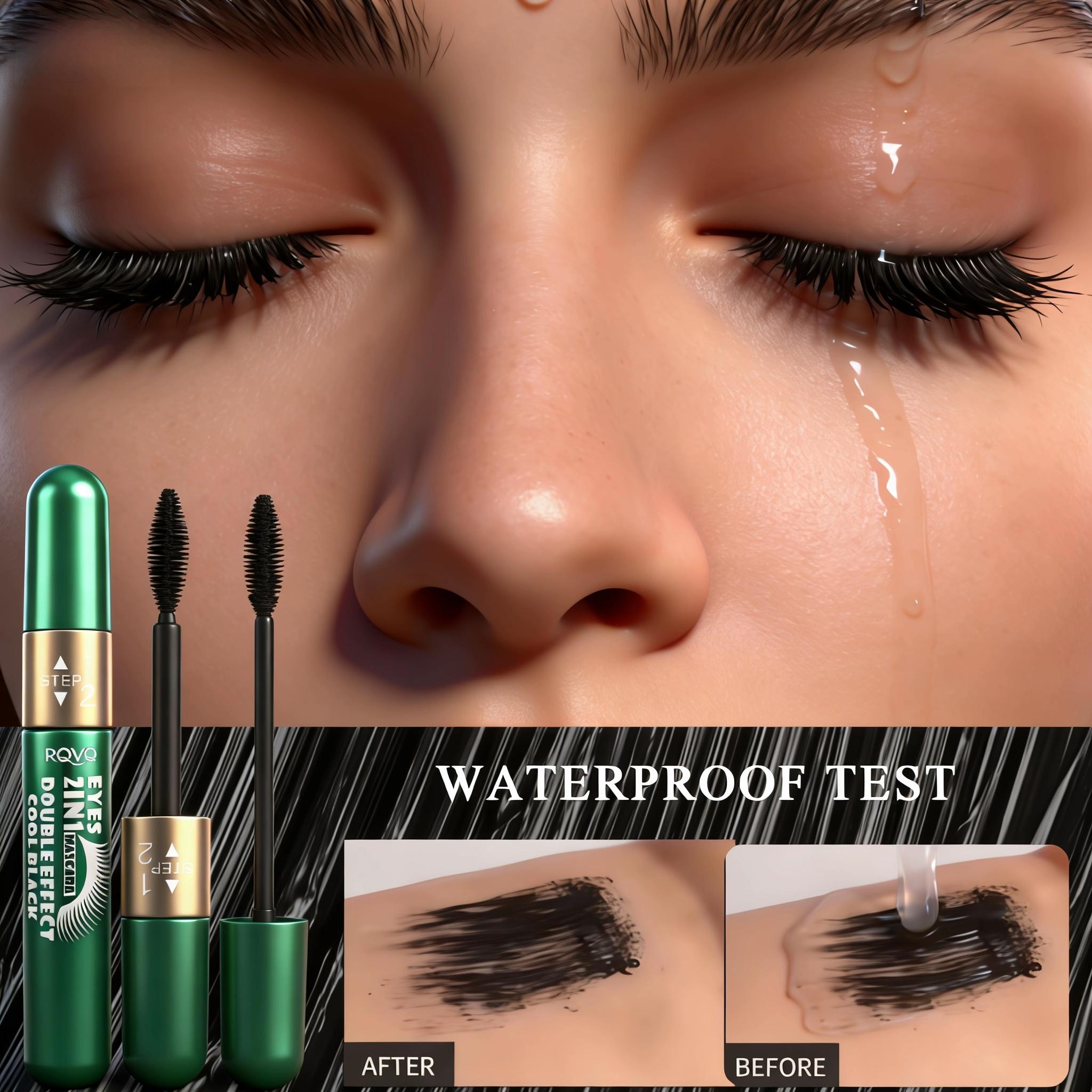 2-in-1 waterproof mascara, anti-smudging, non-greasy, long-lasting, curling mascara, Eyelashes Mascara, Smudge Proof Mascara