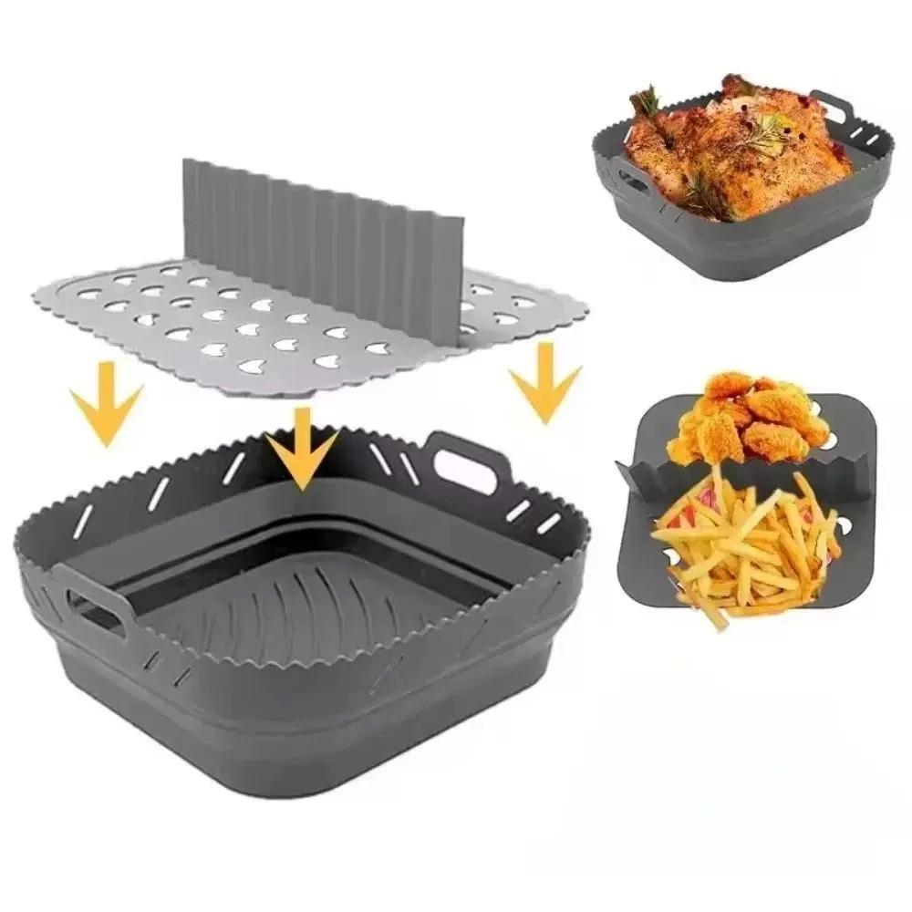 Air Fryer Silicone Liner Silicone Baking Tray Set, Heat-Resistant Food Grade, Non-Stick, Easy Clean, Foldable, Compatible with Most Air Fryers